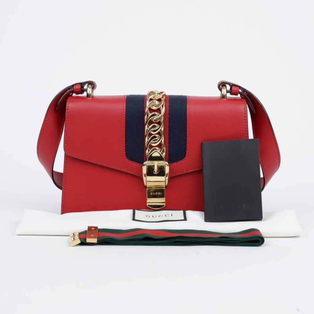 Sylvie Small Leather Shoulder Bag Red